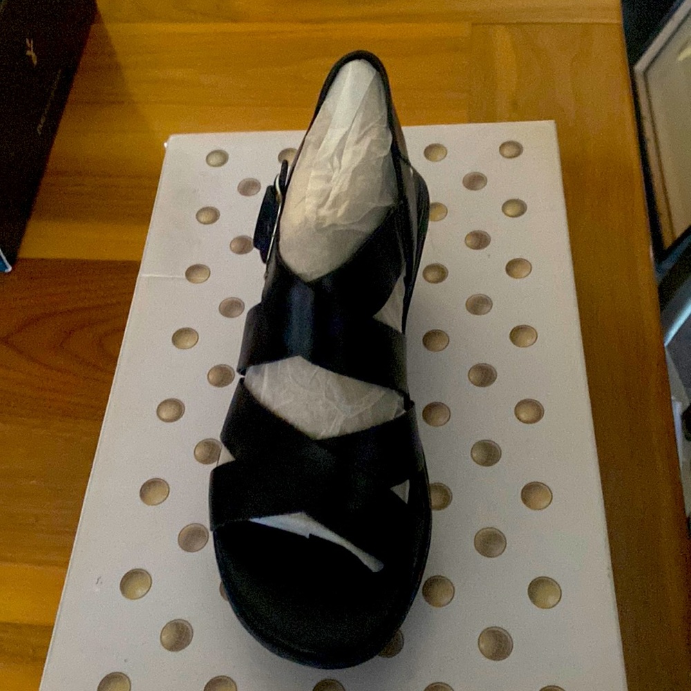 Black platform shoes, size 6 1/2 calf leather